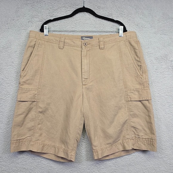 St. John's Bay Other - St Johns Bay Cargo Shorts Men 40 Khaki Linen Canvas Utility Outdoor Hiking Sport